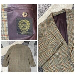 Vintage Chipp Blazer Men 38S Brown Plaid Wool Tweed Sport Coat Jacket Preppy USA